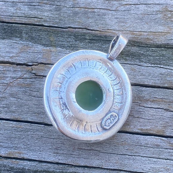 Wolf Dance Pendant .925 Sterling Silver w/ genuine Jade gem made in the USA - Picture 8 of 10